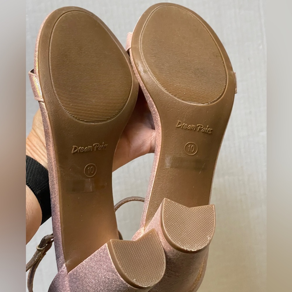 Dream Pairs Pink Metallic High Heels Sandals Chunky Block Heels Women's Size 10 - Picture 8 of 9